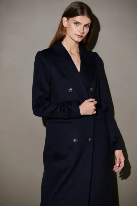 Palton bleumarin din lână de cămilă