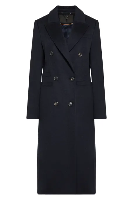 Palton bleumarin din lână de cămilă