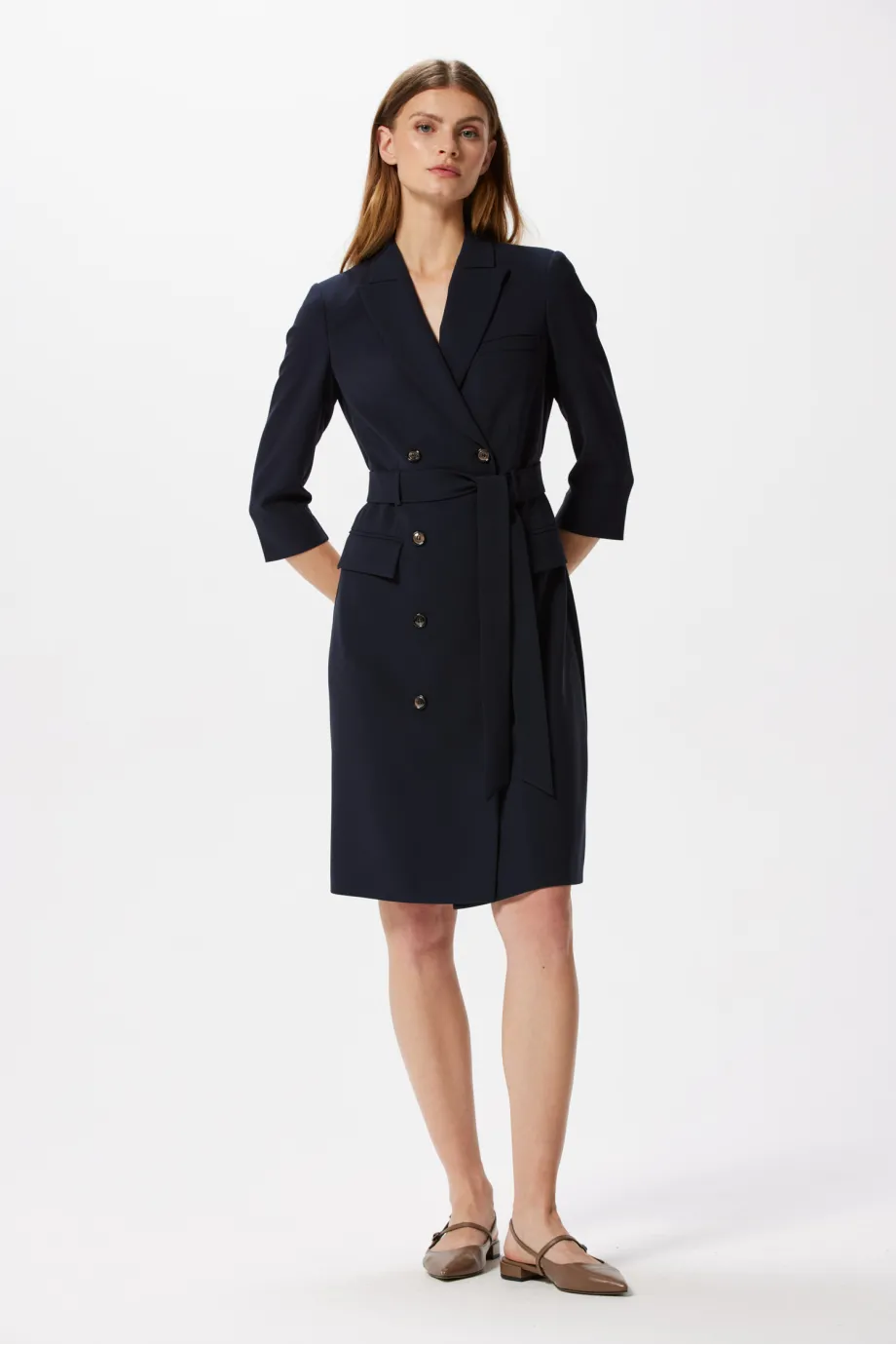 Rochie albastru închis cu dublu rând business Elise Rochie albastru închis cu dublu rând business Elise