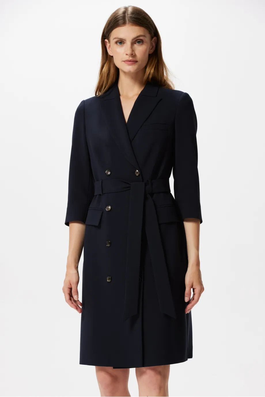 Rochie albastru închis cu dublu rând business Elise Rochie albastru închis cu dublu rând business Elise