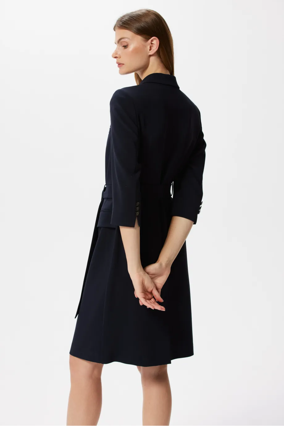 Rochie albastru închis cu dublu rând business Elise Rochie albastru închis cu dublu rând business Elise