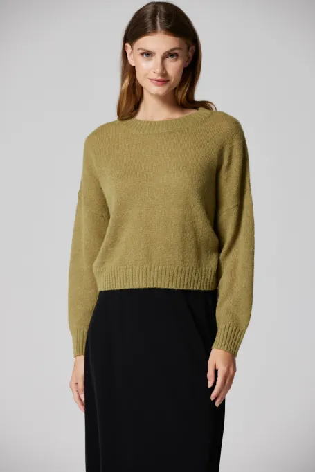 Pulover verde din amestec de lână de alpakă