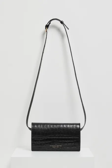 Geantă mini de piele neagră Lilly