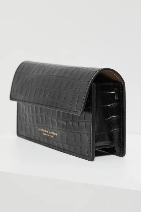 Geantă mini de piele neagră Lilly