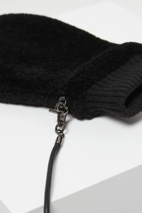 Mănuși negre din lână teddy bear Mănuși negre din lână teddy bear