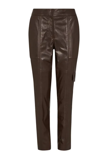 Pantaloni jogger maro din piele Pantaloni jogger maro din piele