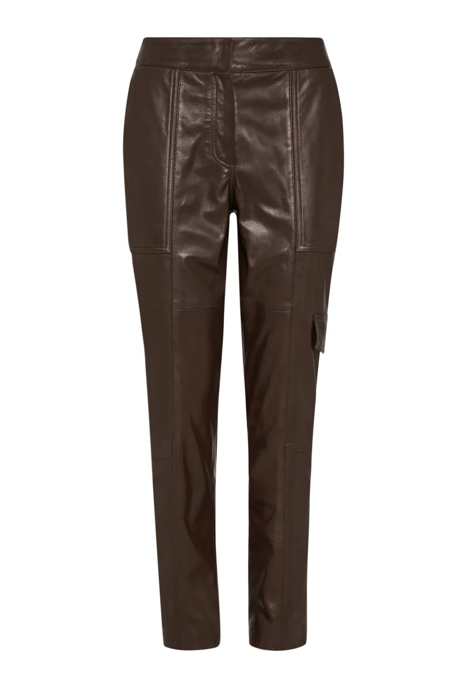 Pantaloni jogger maro din piele Pantaloni jogger maro din piele