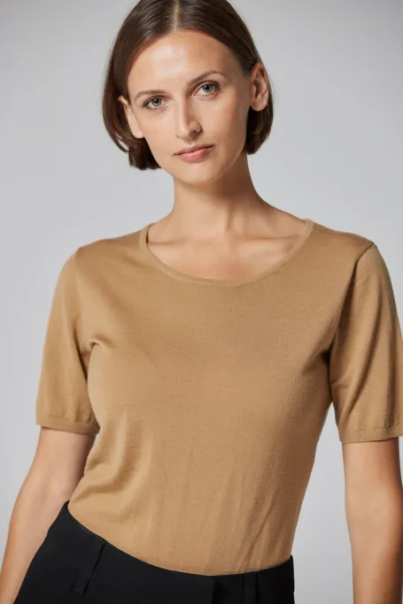 Body camel din lână merinos