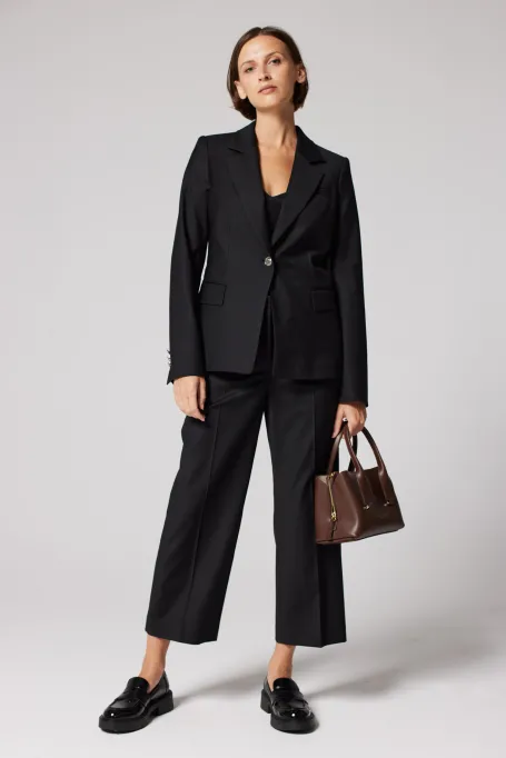 Pantaloni negri cu lână pentru costum