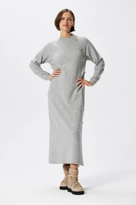 Rochie gri din lână cu cașmir