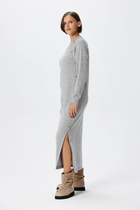 Rochie gri din lână cu cașmir