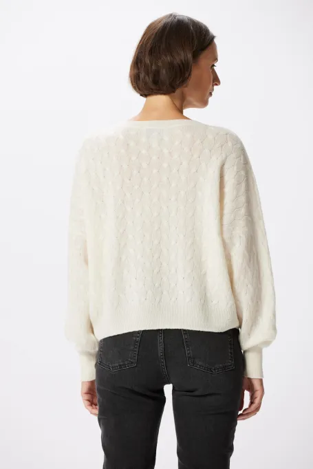 Pulover alb din cașmir