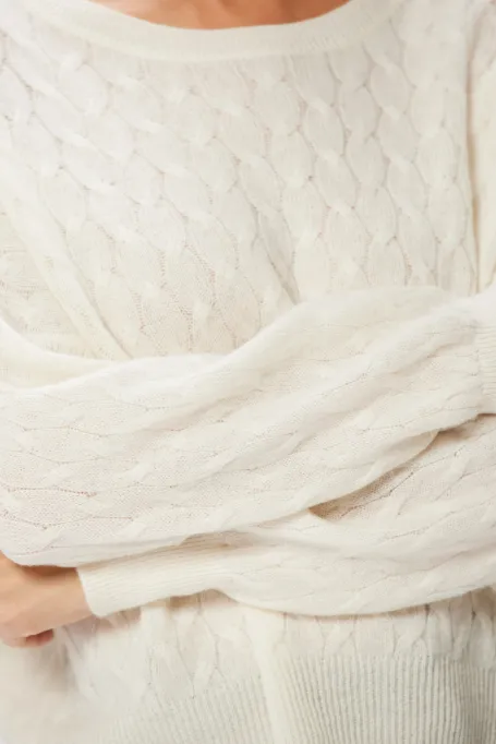 Pulover alb din cașmir