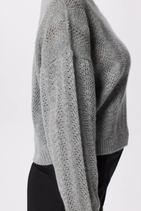 Pulover gri din lână cu cașmir