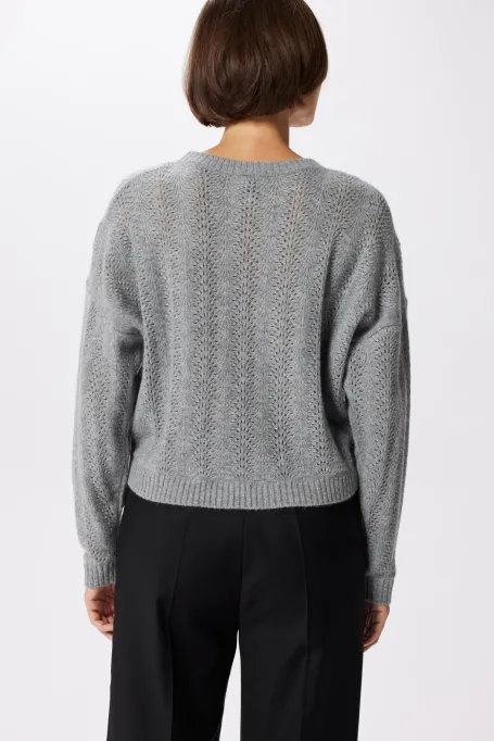 Pulover gri din lână cu cașmir