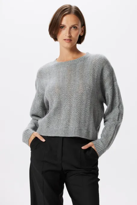Pulover gri din lână cu cașmir