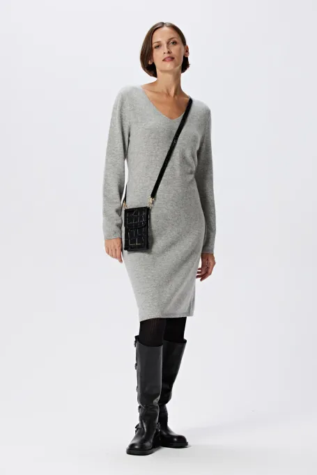 Rochie gri din cașmir