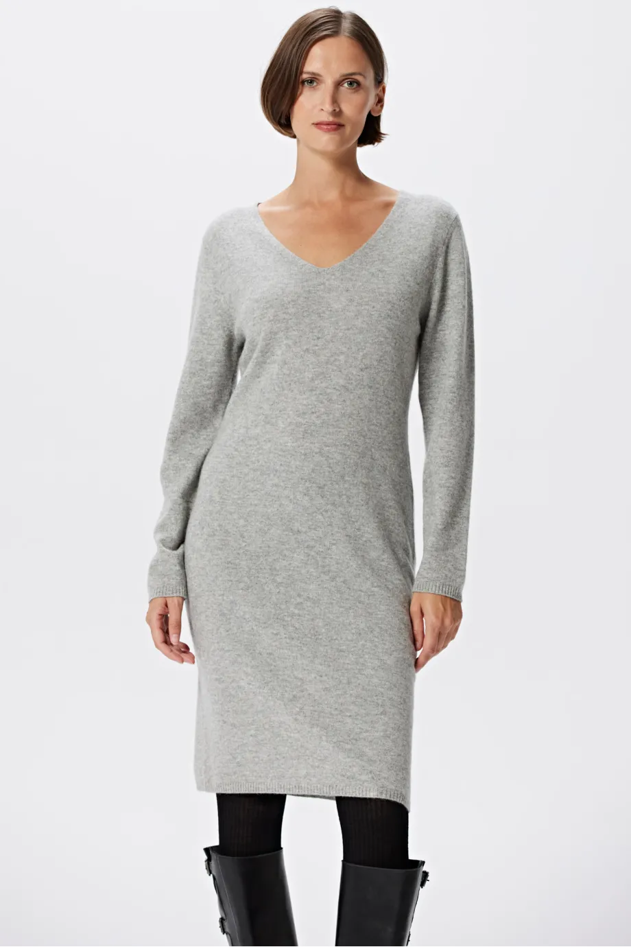 Rochie gri din cașmir Rochie gri din cașmir