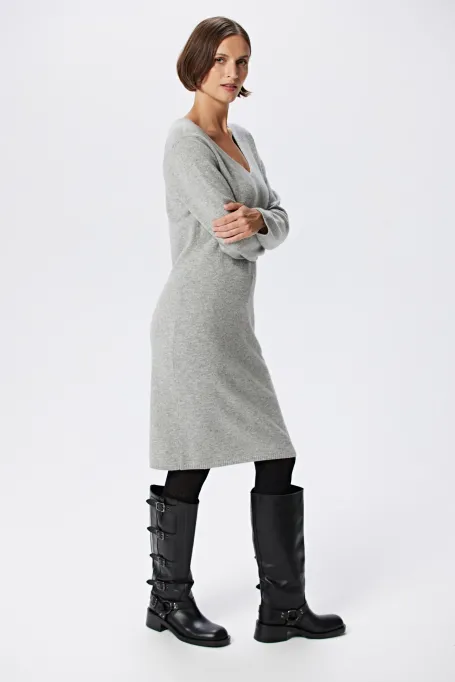 Rochie gri din cașmir