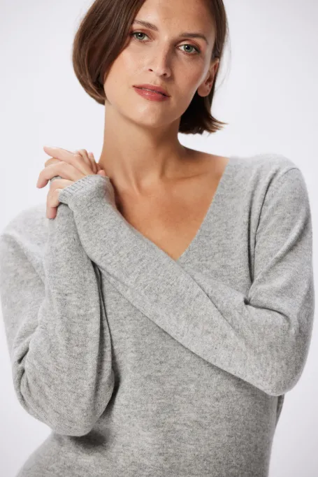 Rochie gri din cașmir