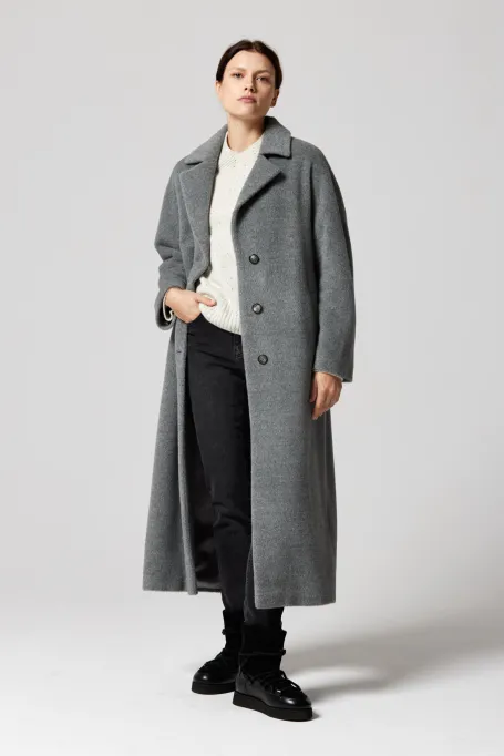 Palton gri din lână cu suri alpaca