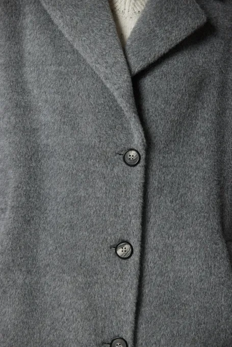 Palton gri din lână cu suri alpaca