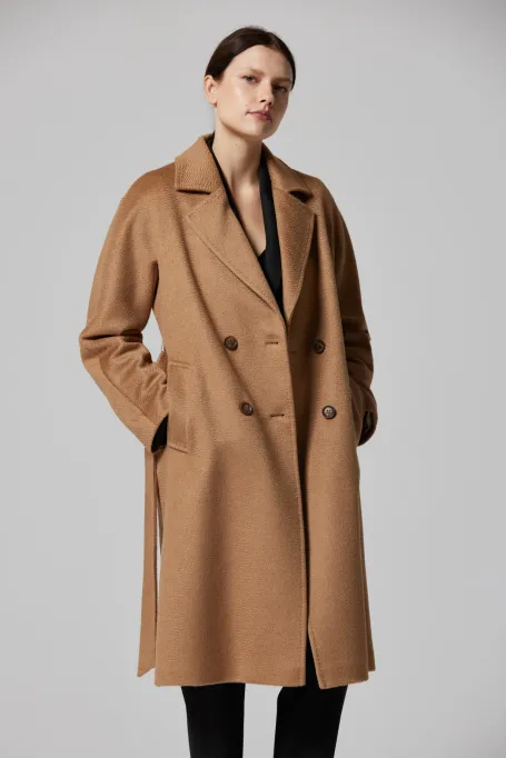 Palton de lână cu curea 100% lână de cămilă