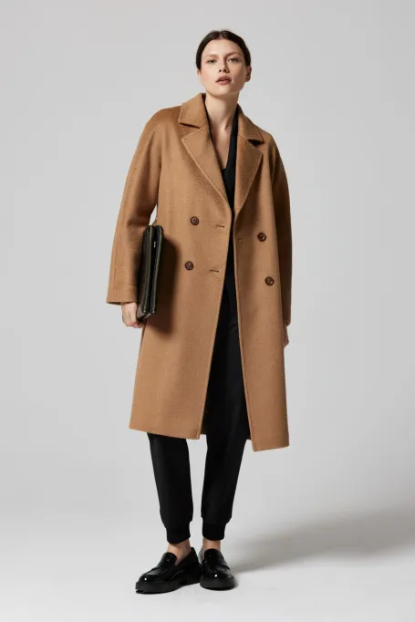 Palton de lână cu curea 100% lână de cămilă