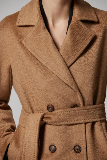 Palton de lână cu curea 100% lână de cămilă