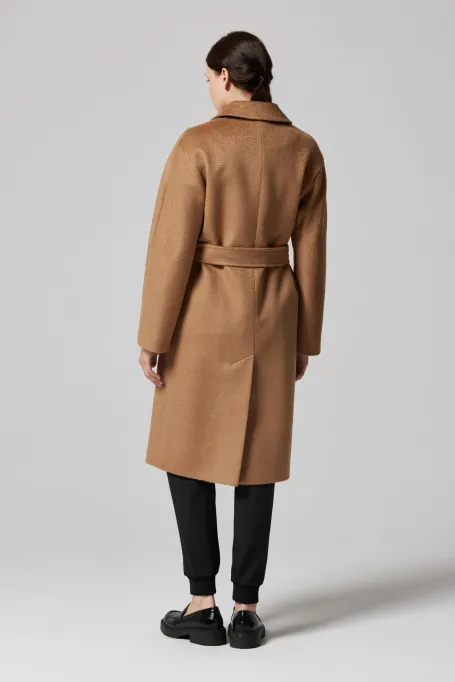 Palton de lână cu curea 100% lână de cămilă