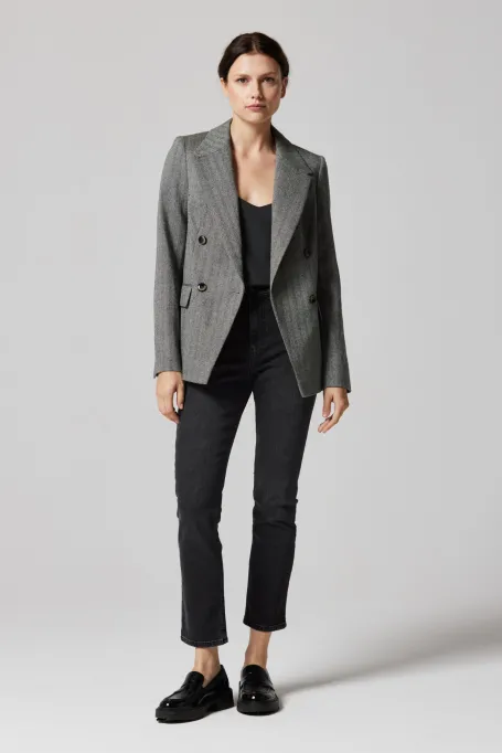 Sacou de lână cu model în chevron