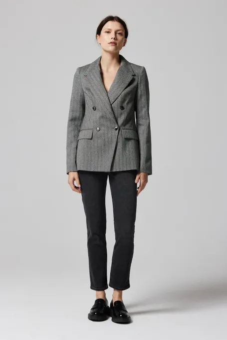 Sacou de lână cu model în chevron