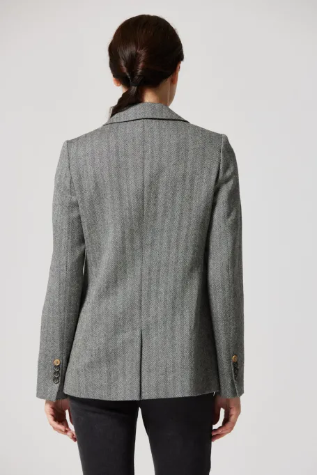 Sacou de lână cu model în chevron