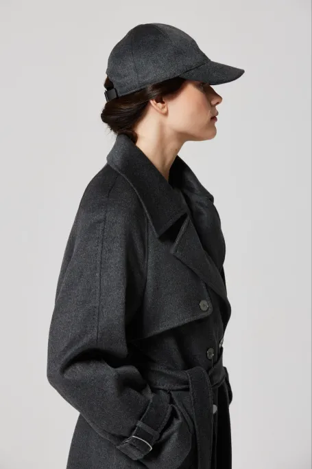 Trenciul gri din lână cu mătase și cașmir