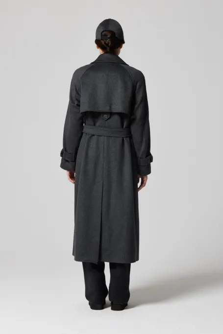 Trenciul gri din lână cu mătase și cașmir