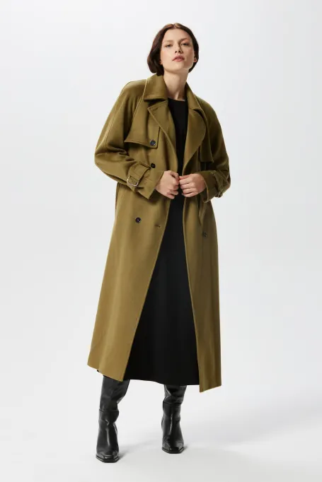 Trencș verde din lână cu mătase și cașmir