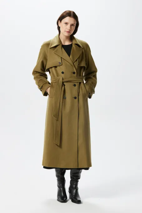 Trencș verde din lână cu mătase și cașmir