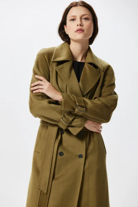 Trencș verde din lână cu mătase și cașmir