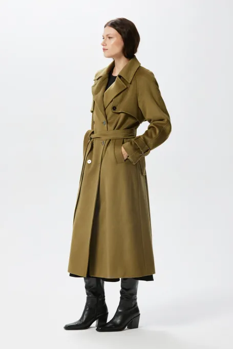 Trencș verde din lână cu mătase și cașmir