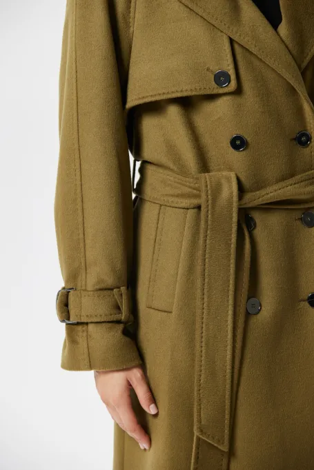 Trencș verde din lână cu mătase și cașmir