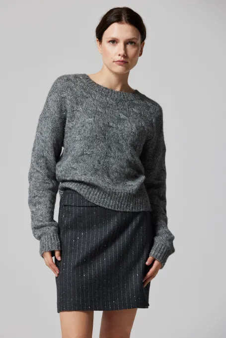 Pulover gri cu lână alpaca