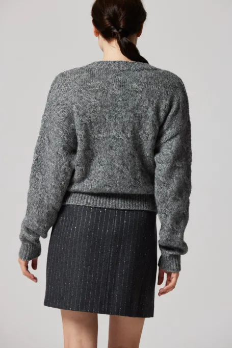 Pulover gri cu lână alpaca