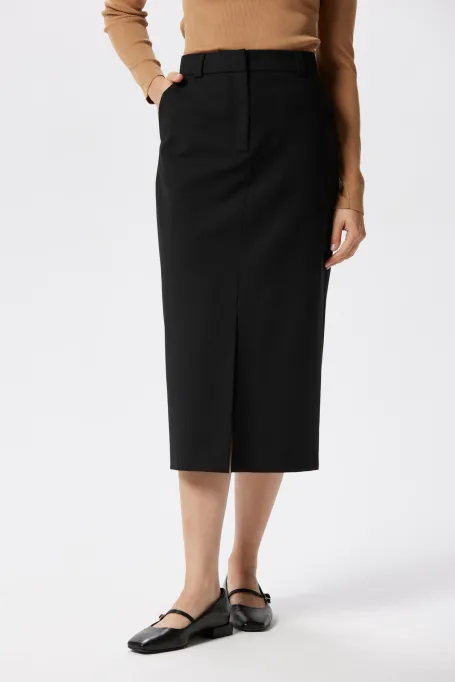 Fustă neagră cu lână