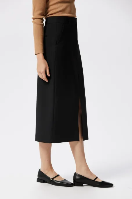 Fustă neagră cu lână