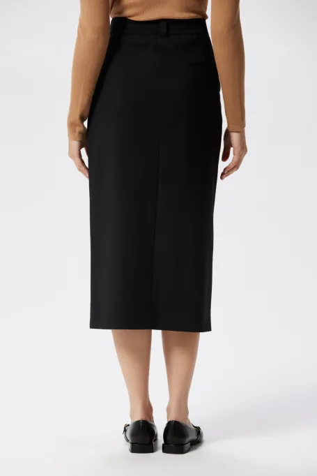 Fustă neagră cu lână