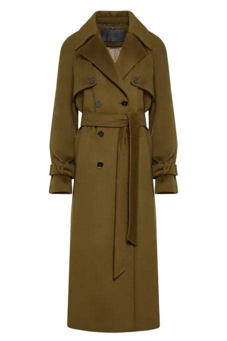 Trencș verde din lână cu mătase și cașmir