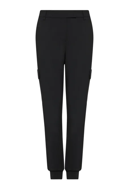 Pantaloni cargo negri cu lână Pantaloni cargo negri cu lână