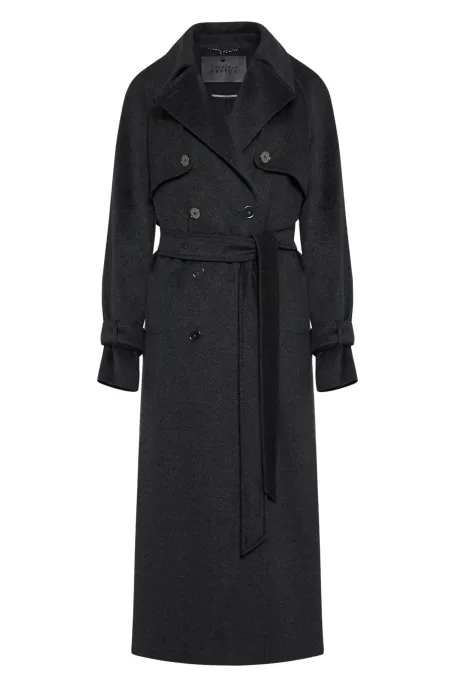 Trenciul gri din lână cu mătase și cașmir