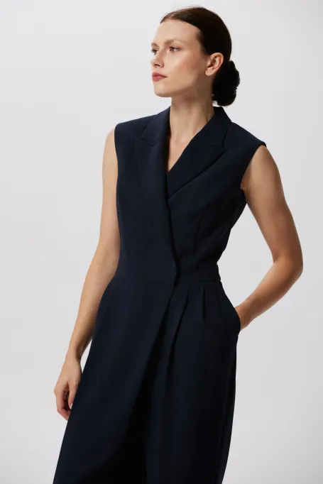 Salopetă bleumarin cu picior larg