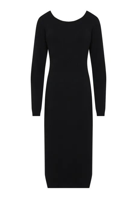 Rochie midi neagră din cașmir Rochie midi neagră din cașmir